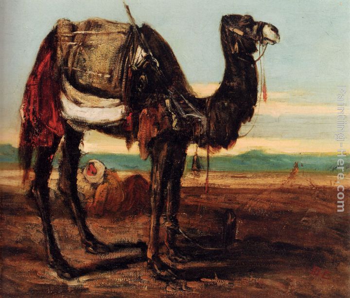 A Bedouin And A Camel Resting In A Desert Landscape painting - Alexandre-Gabriel Decamps A Bedouin And A Camel Resting In A Desert Landscape art painting